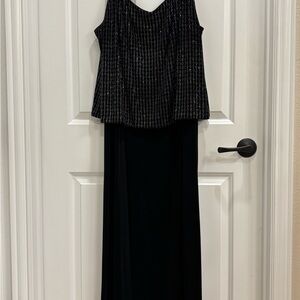 R&M Richards Sparkling Black and Silver Maxi Dress
